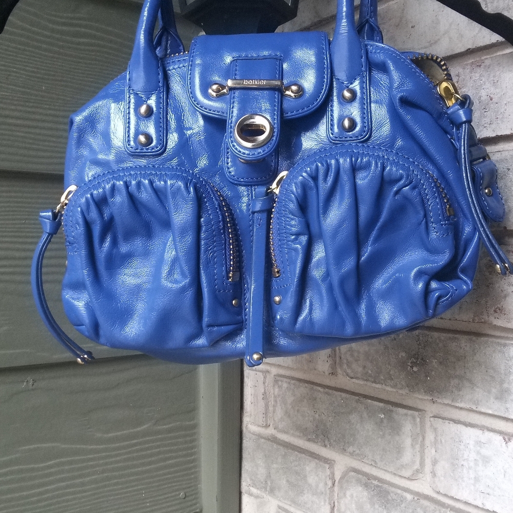 The Auth Botkier Bianca Leather & Nylon BLUE Satchel Handbag